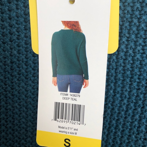 NWT Jessica Simspon Ladies' Woven Knit Roll Neck Sweater Small Teal - Picture 8 of 12